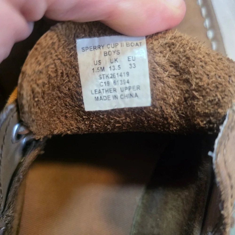 Sperry Cup II Boat Boys Brown Leather Shoes STK261419 Size 1.5M